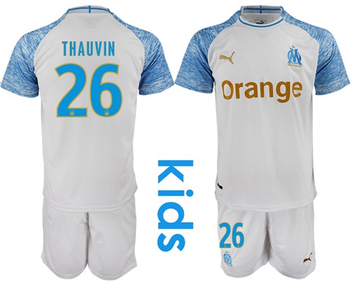 Marseille #26 Thauvin Home Kid Soccer Club Jersey